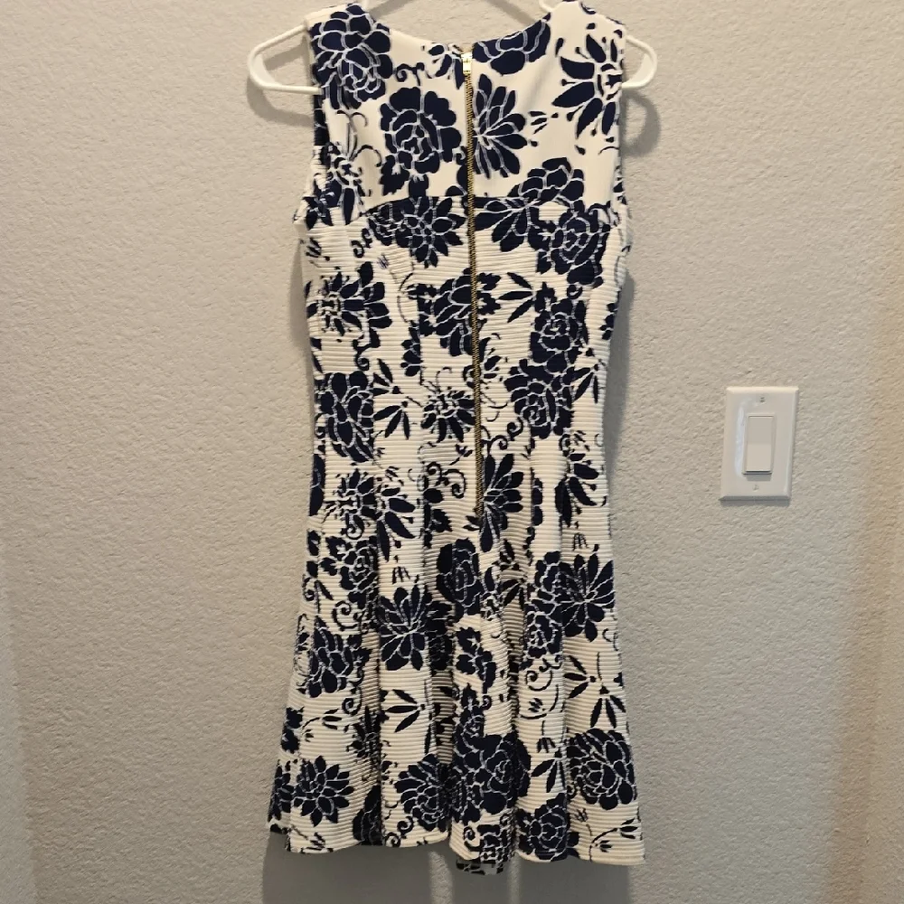 Danny & Nicole Floral Fit Flare Midi Dress Dark Coquette Romantic Regency Size 4 - Picture 7 of 12